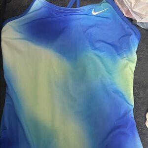 Nike Women's Blue and Yellow One Piece Swimsuit